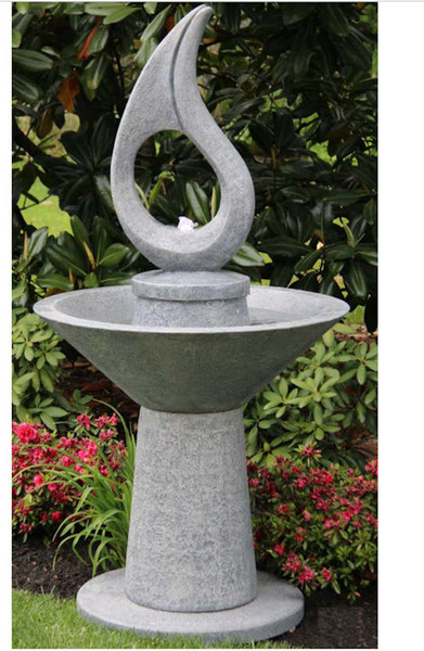 Garden Droplet Fountain with Light Contemporary Modern Cement Lite